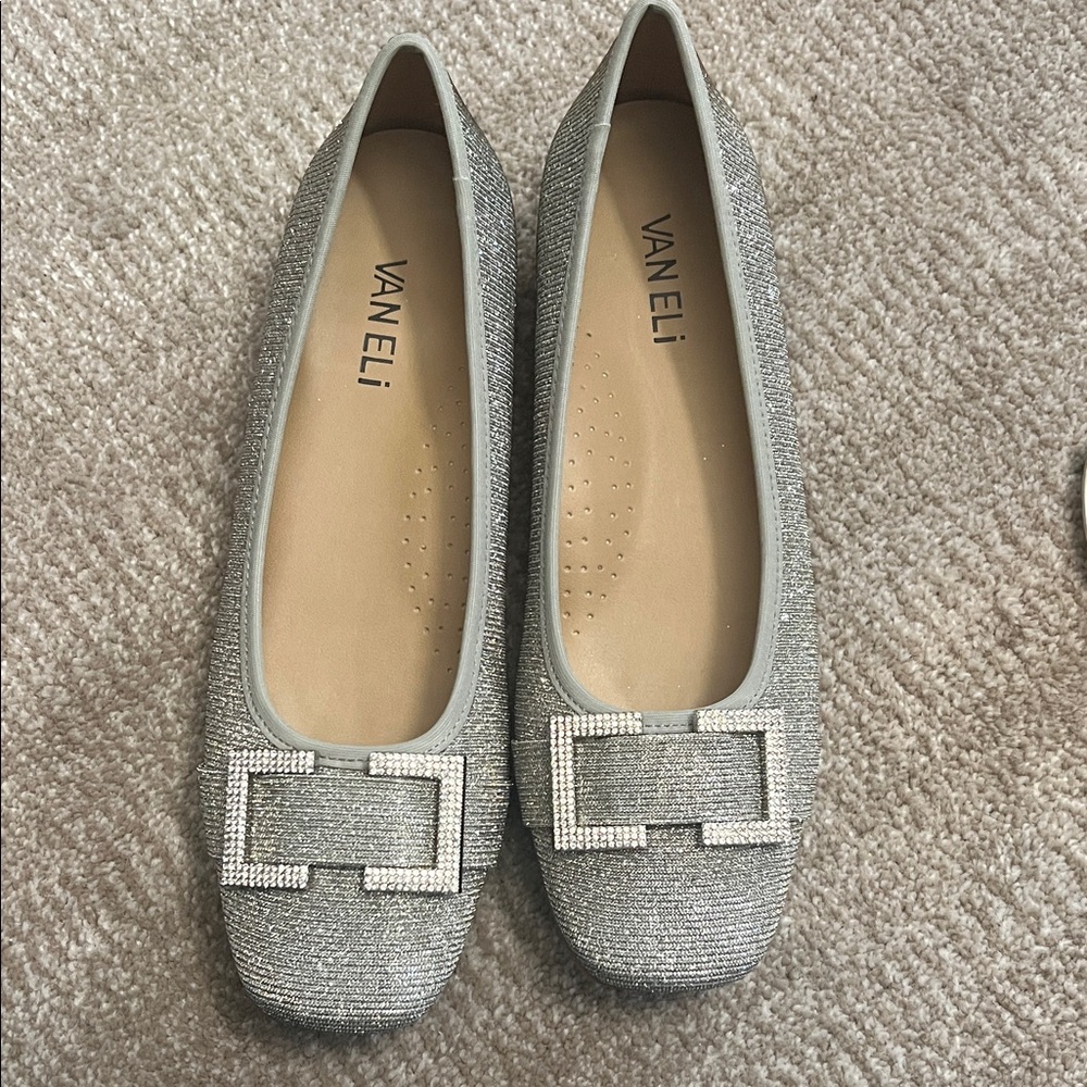 Vaneli Women's Glittering Silver Loafers. **Brand New**